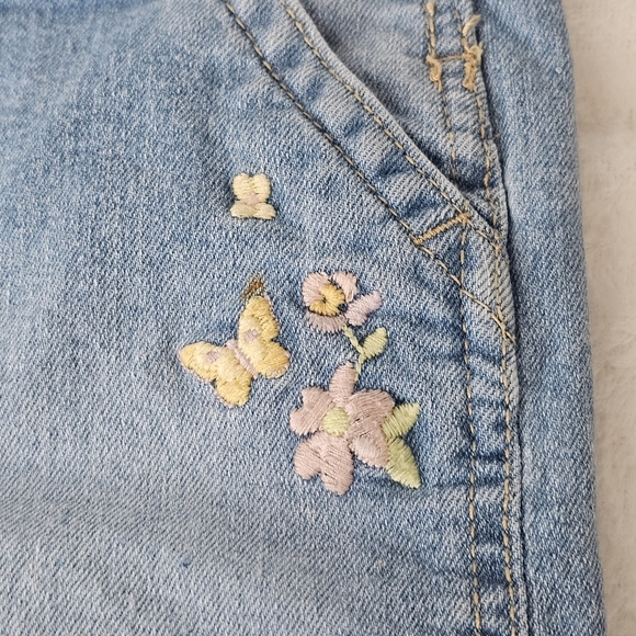 OshKosh B'Gosh Kids Overall Shorts Size 3T Blue Jeans Embroidered Butterfly - Picture 5 of 10